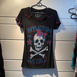 Affliction Rhinestone V neck